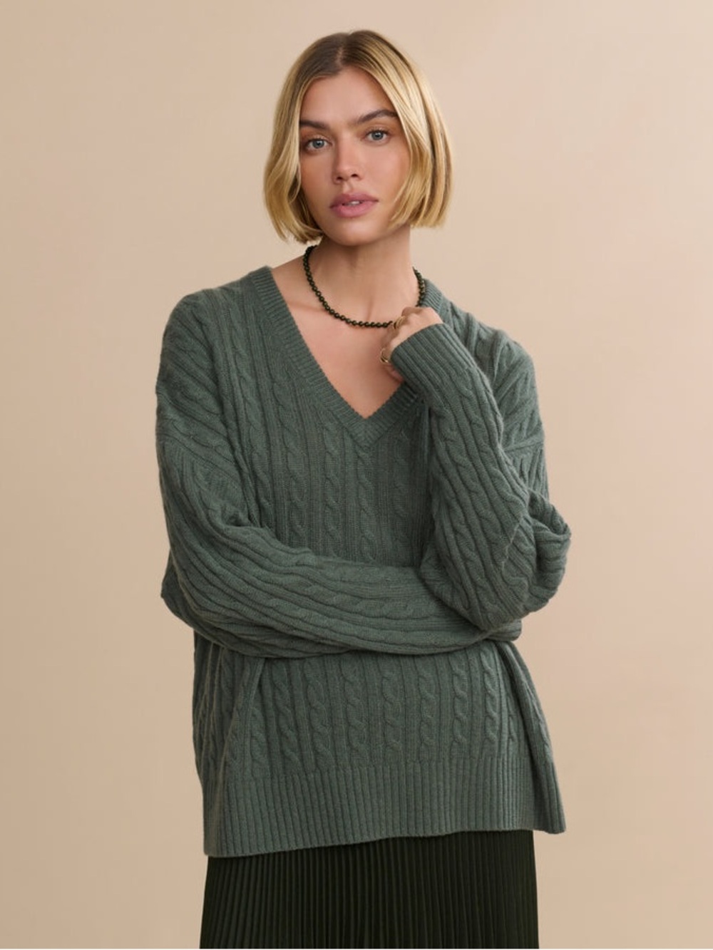NWT Jenni Kayne V-Neck Sweater (Pine Color) - XS